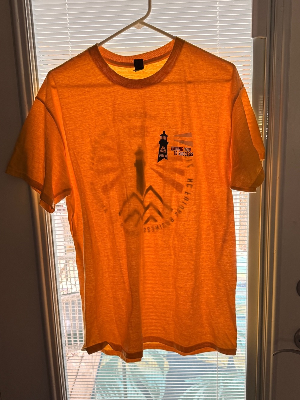Men's Orange Short Sleeve Graphic Tee - Guiding You to Success